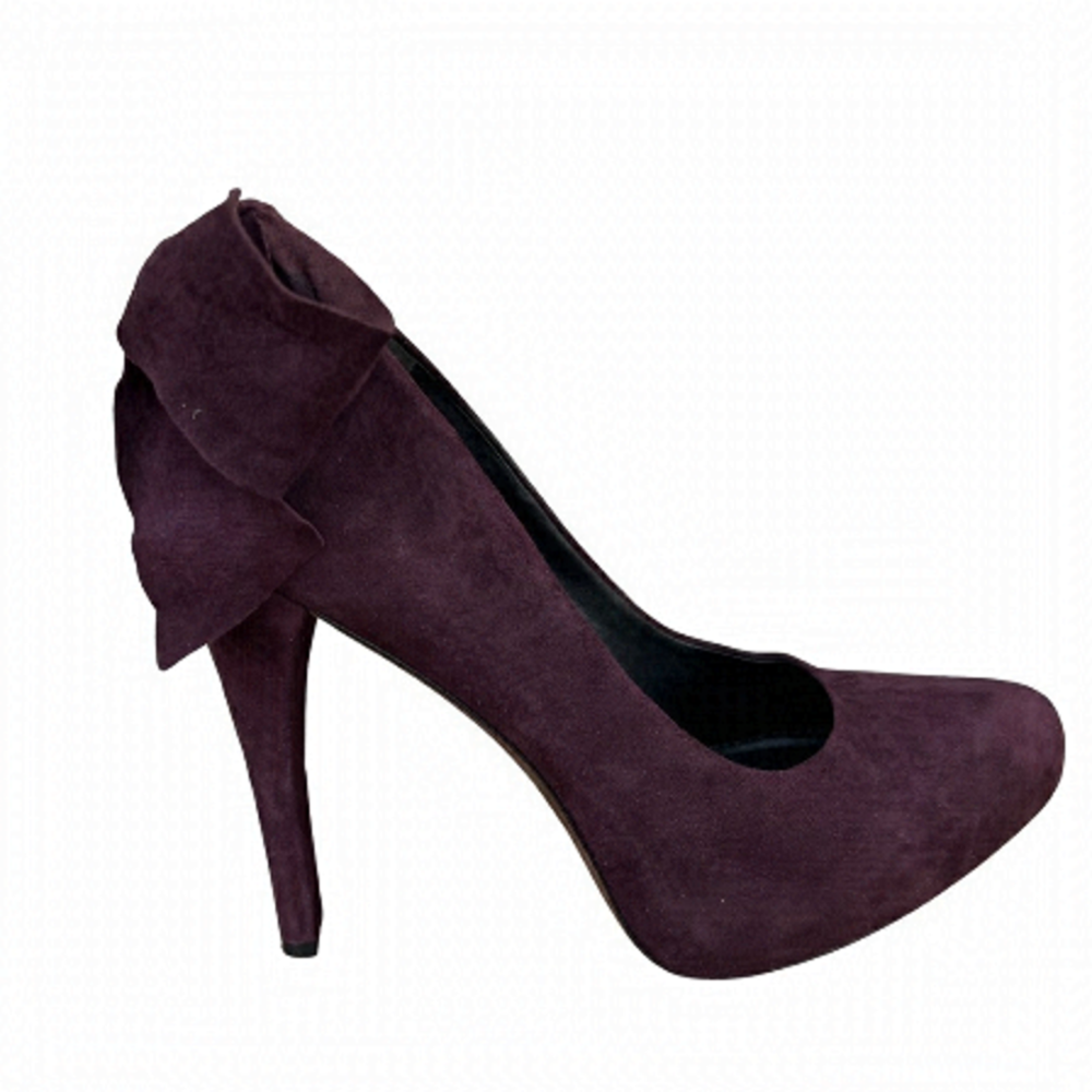 Vera Wang Pumps Suede Bow Platform Maroon Boho Heeled Shoes Size 9.5